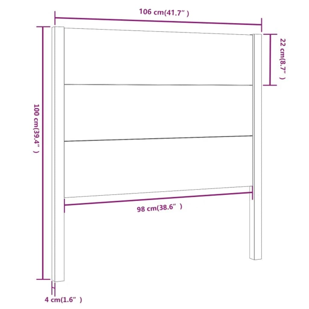 Tête de lit 106x4x100 cm Bois massif de pin Têtes et pieds de lit vidaXL   