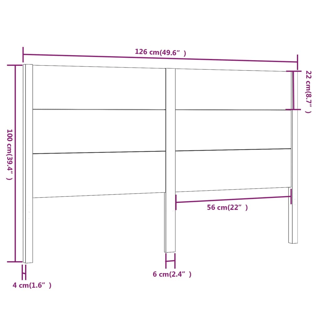 Tête de lit 126x4x100 cm Bois massif de pin Têtes et pieds de lit vidaXL   