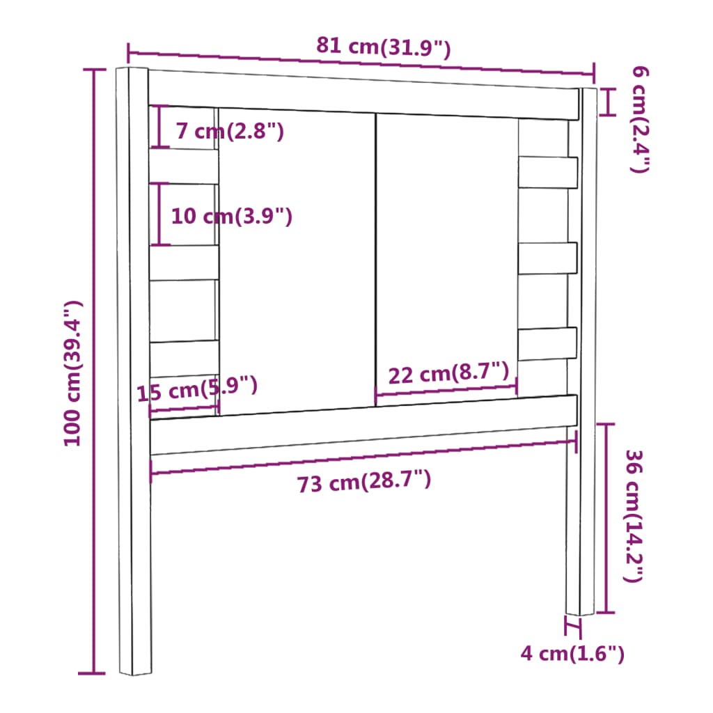 Tête de lit Blanc 81x4x100 cm Bois massif de pin Têtes et pieds de lit vidaXL   