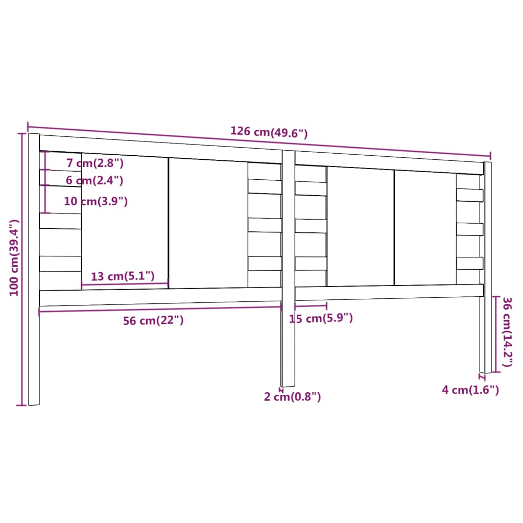 Tête de lit 126x4x100 cm Bois massif de pin Têtes et pieds de lit vidaXL   