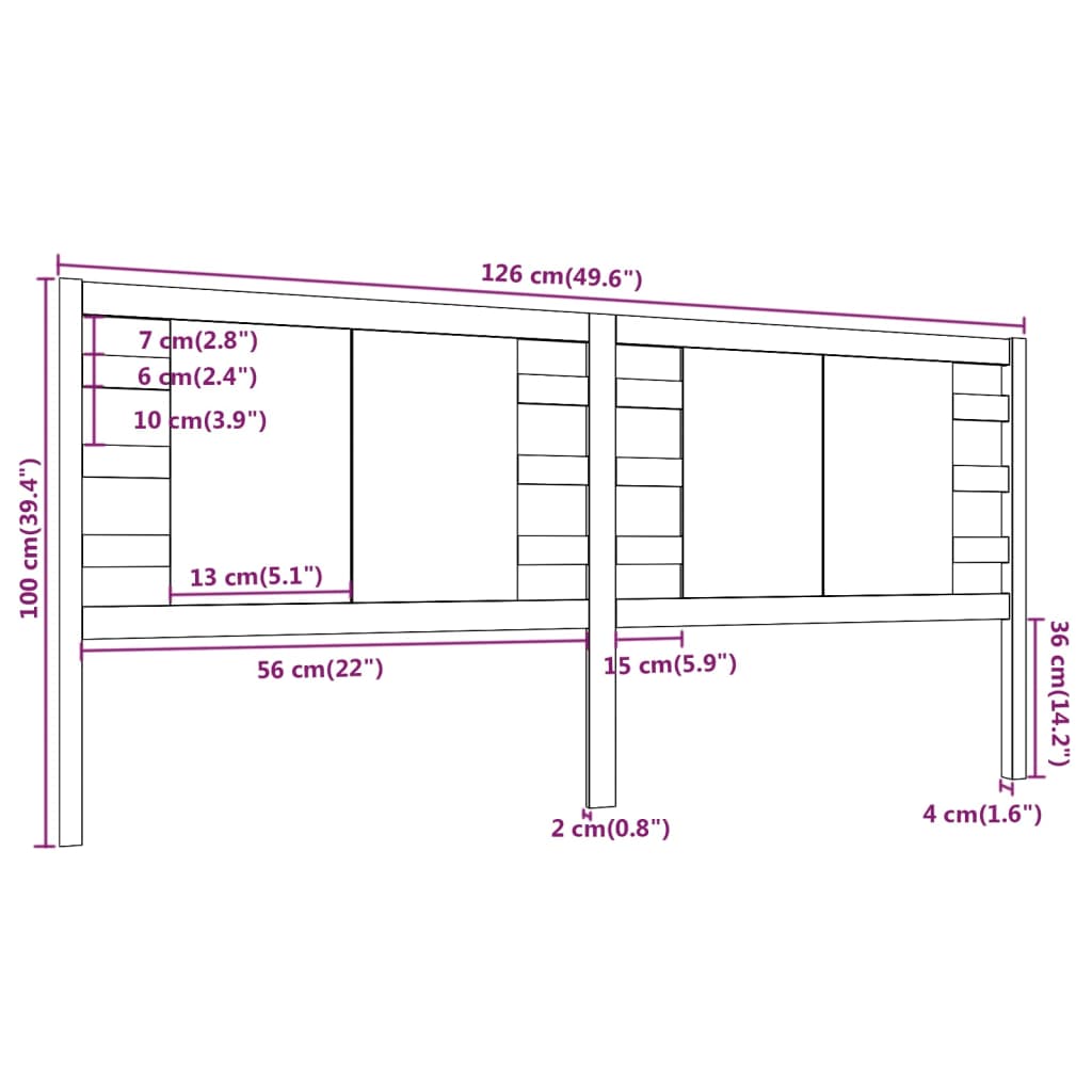 Tête de lit Marron miel 126x4x100 cm Bois massif de pin Têtes et pieds de lit vidaXL   