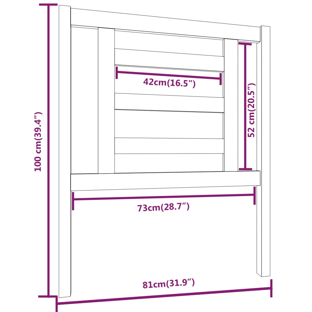 Tête de lit Gris 81x4x100 cm Bois massif de pin Têtes et pieds de lit vidaXL   