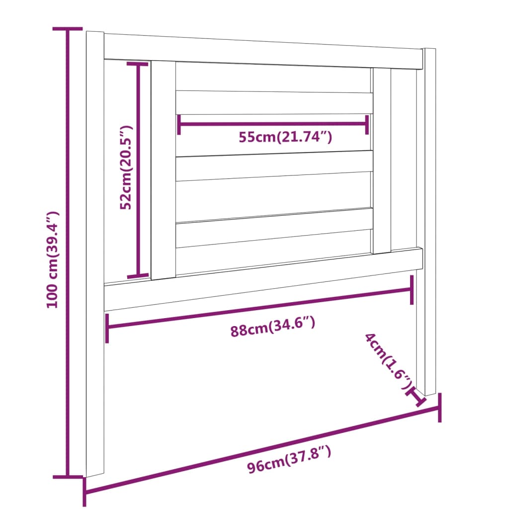 Tête de lit 96x4x100 cm Bois massif de pin Têtes et pieds de lit vidaXL   