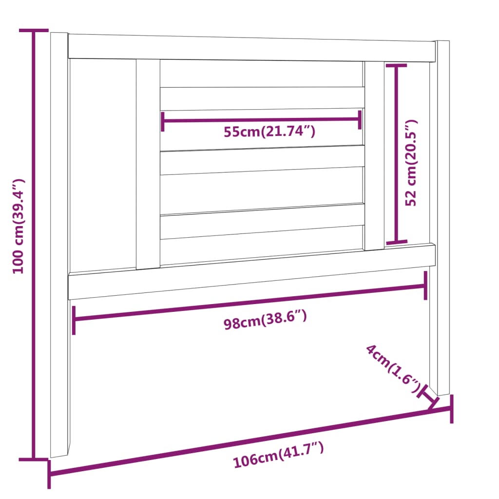 Tête de lit Marron miel 106x4x100 cm Bois massif de pin Têtes et pieds de lit vidaXL   