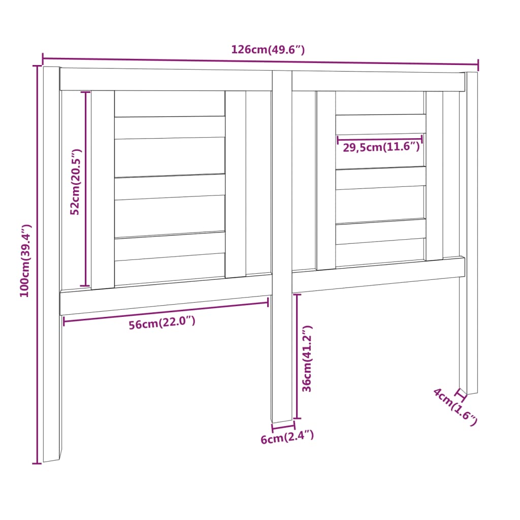 Tête de lit 126x4x100 cm Bois massif de pin Têtes et pieds de lit vidaXL   