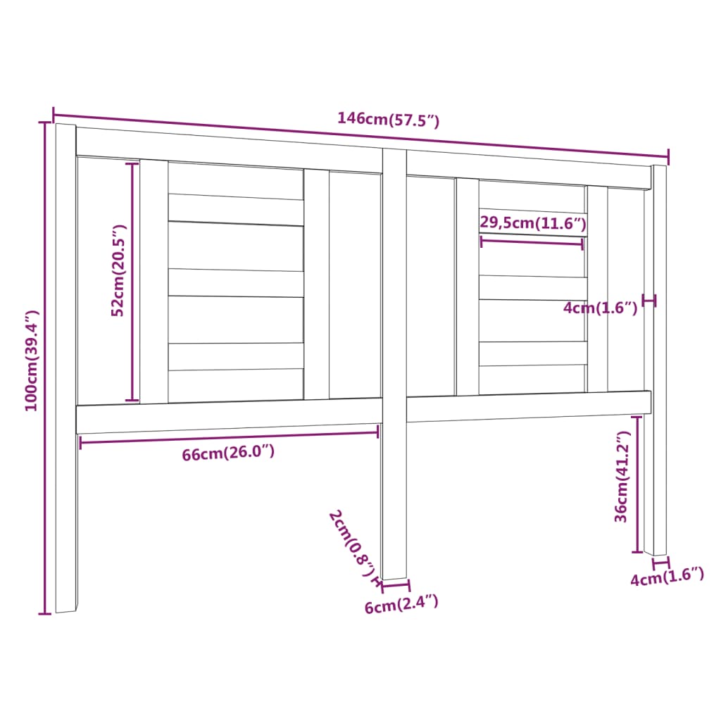 Tête de lit 146x4x100 cm Bois massif de pin Têtes et pieds de lit vidaXL   