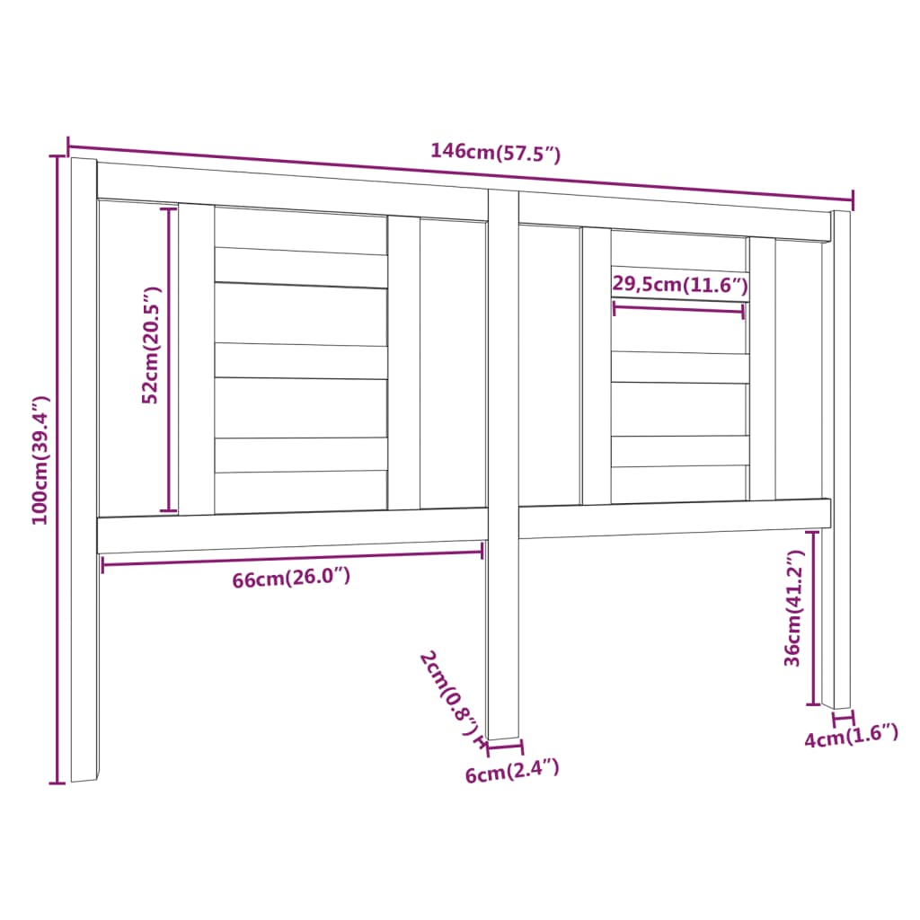 Tête de lit Blanc 146x4x100 cm Bois massif de pin Têtes et pieds de lit vidaXL   