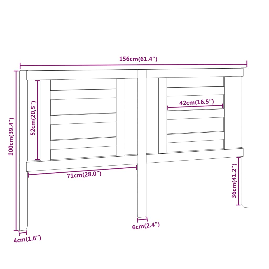 Tête de lit 156x4x100 cm Bois massif de pin Têtes et pieds de lit vidaXL   