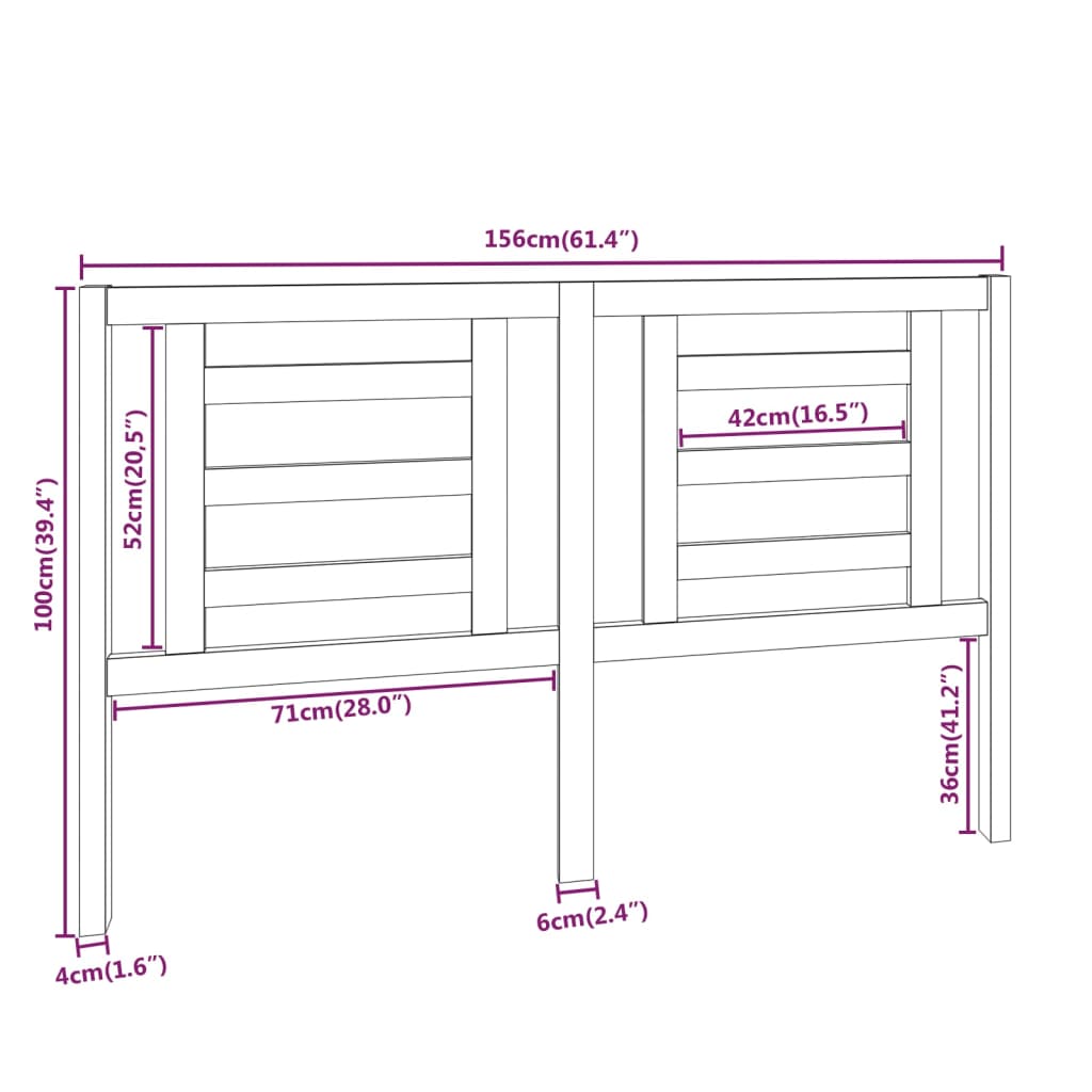 Tête de lit Blanc 156x4x100 cm Bois de pin massif Têtes et pieds de lit vidaXL   