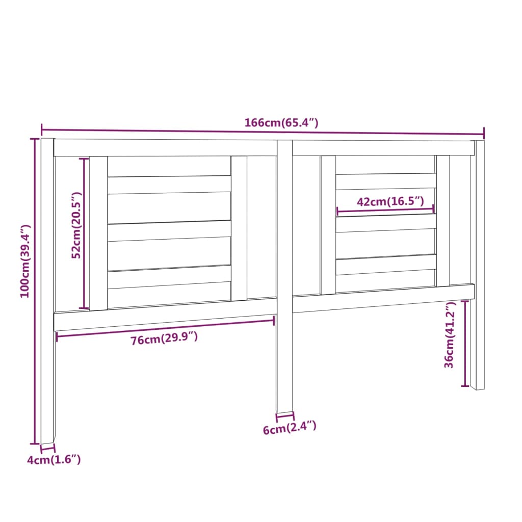 Tête de lit 166x4x100 cm Bois massif de pin Têtes et pieds de lit vidaXL   