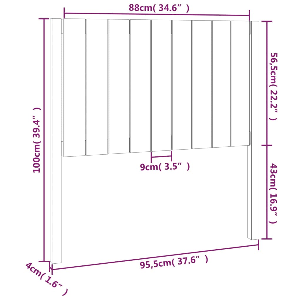 Tête de lit Marron miel 95,5x4x100 cm Bois massif de pin Têtes et pieds de lit vidaXL   