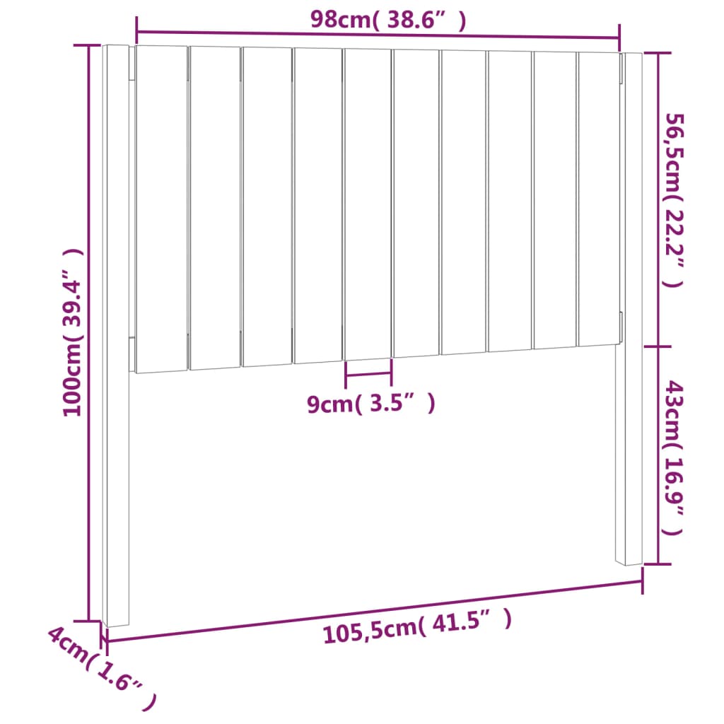 Tête de lit 105,5x4x100 cm Bois massif de pin Têtes et pieds de lit vidaXL   