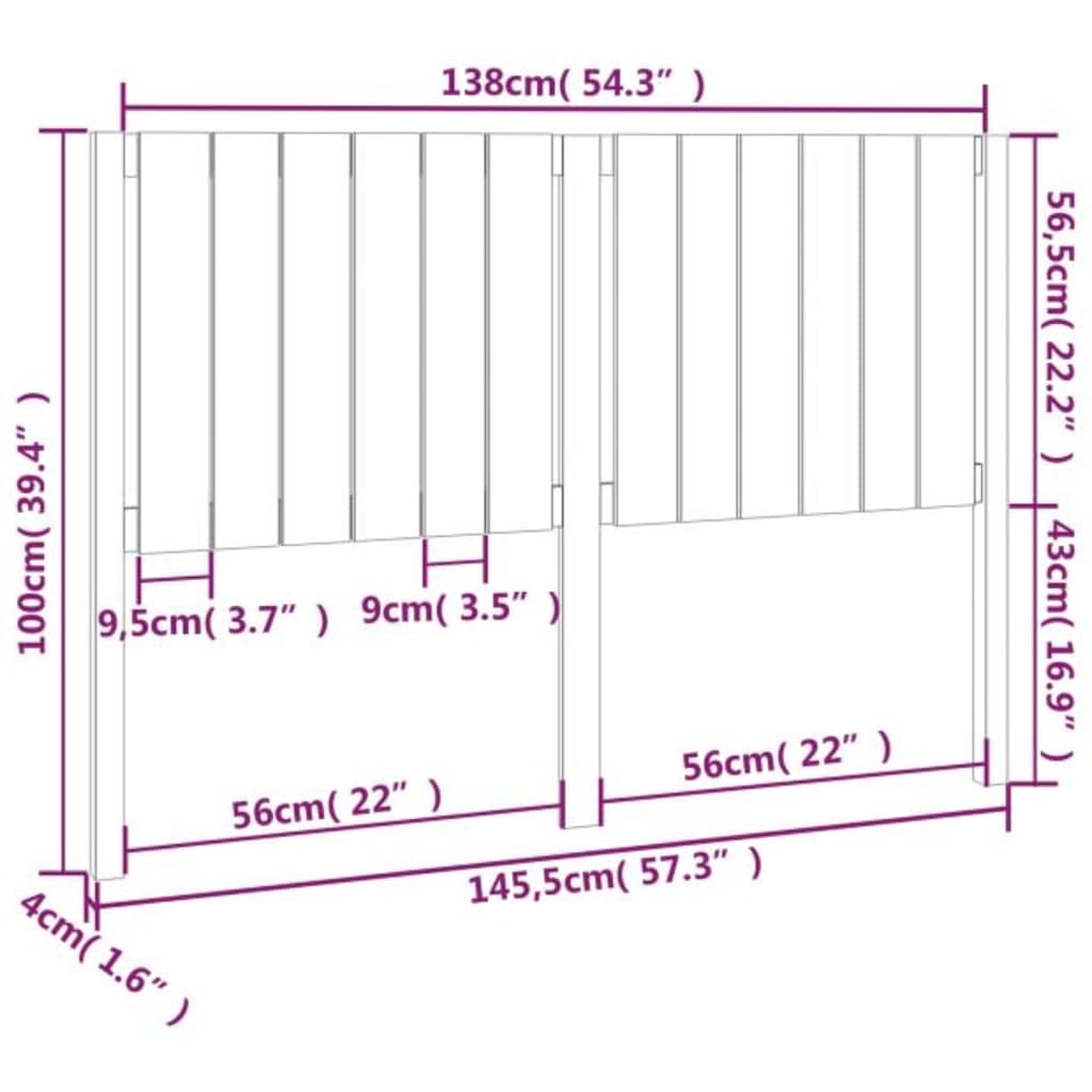 Tête de lit Marron miel 145,5x4x100 cm Bois massif de pin Têtes et pieds de lit vidaXL   