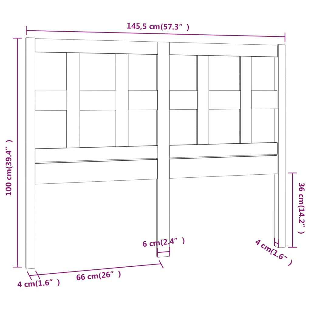 Tête de lit Blanc 145,5x4x100 cm Bois massif de pin Têtes et pieds de lit vidaXL   