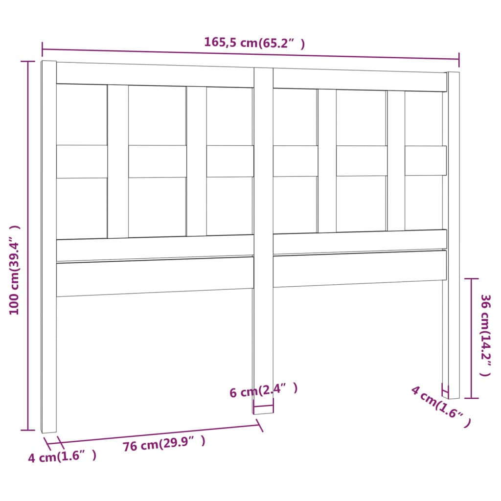 Tête de lit Blanc 165,5x4x100 cm Bois massif de pin Têtes et pieds de lit vidaXL   