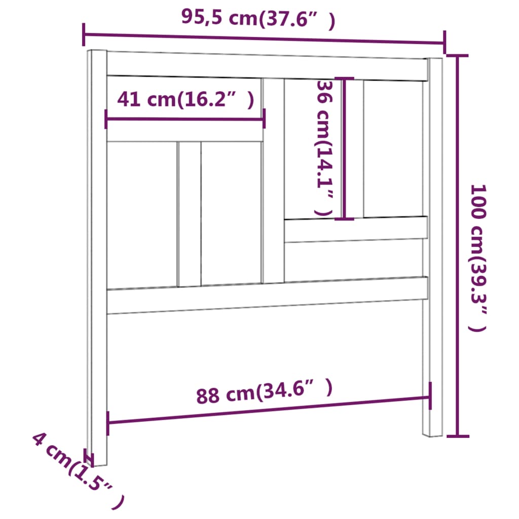 Tête de lit 95,5x4x100 cm Bois massif de pin Têtes et pieds de lit vidaXL   