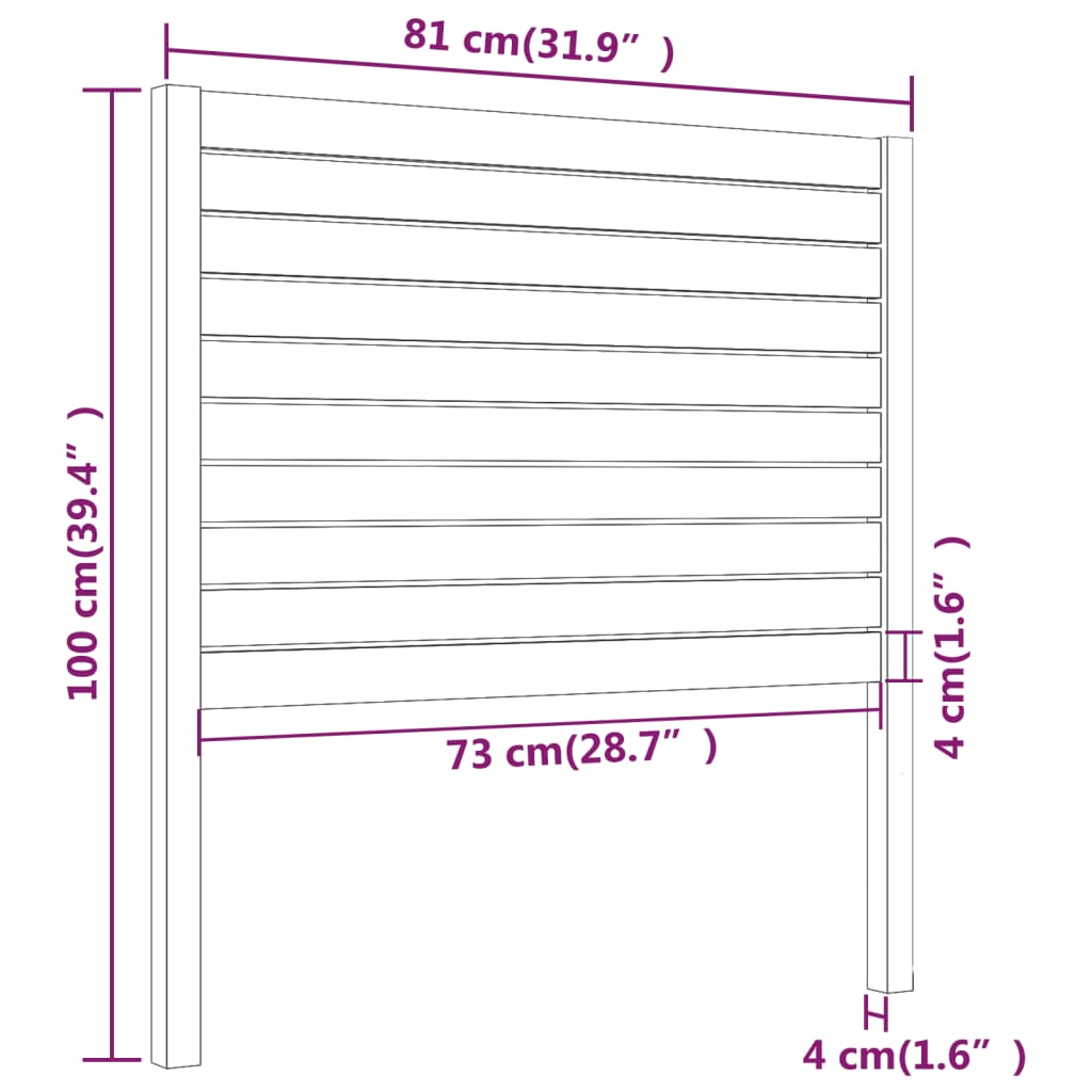 Tête de lit Blanc 81x4x100 cm Bois massif de pin Têtes et pieds de lit vidaXL   