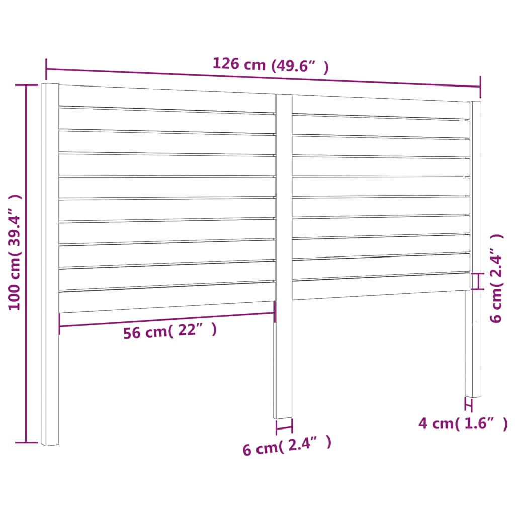 Tête de lit Noir 126x4x100 cm Bois massif de pin Têtes et pieds de lit vidaXL   