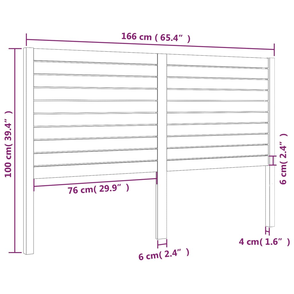 Tête de lit Blanc 166x4x100 cm Bois massif de pin Têtes et pieds de lit vidaXL   