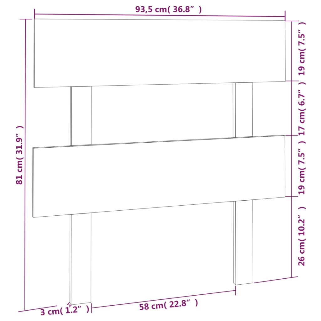 Tête de lit 93,5x3x81 cm Bois massif de pin Têtes et pieds de lit vidaXL   