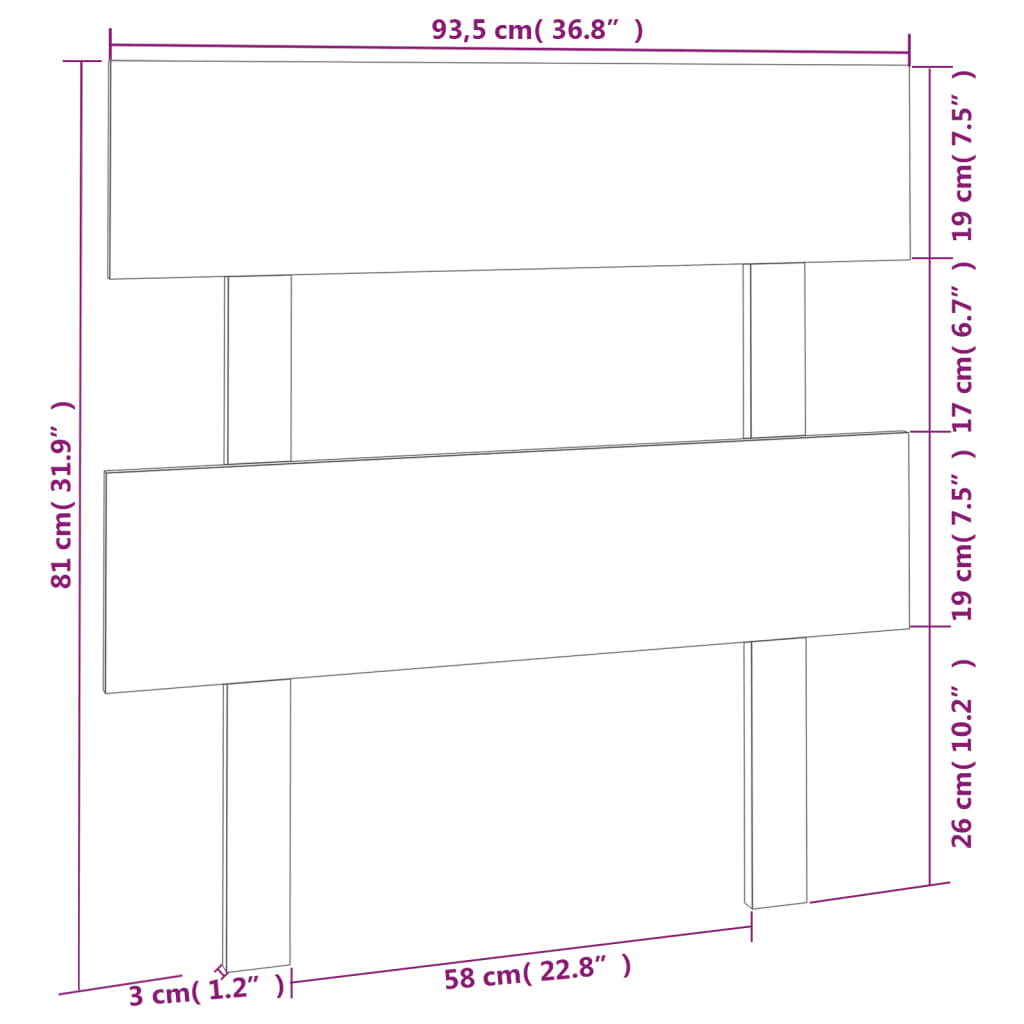 Tête de lit Blanc 93,5x3x81 cm Bois massif de pin Têtes et pieds de lit vidaXL   