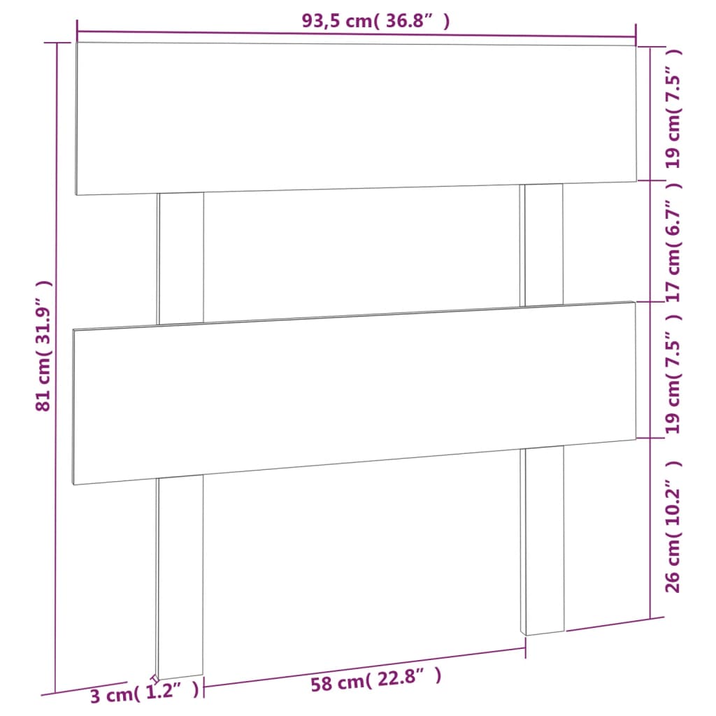 Tête de lit Marron miel 93,5x3x81 cm Bois massif de pin Têtes et pieds de lit vidaXL   