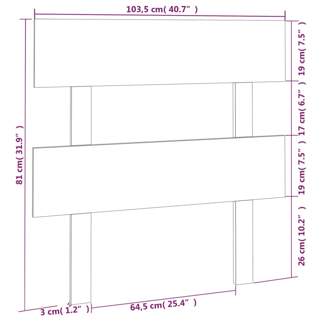 Tête de lit Gris 103,5x3x81 cm Bois massif de pin Têtes et pieds de lit vidaXL   