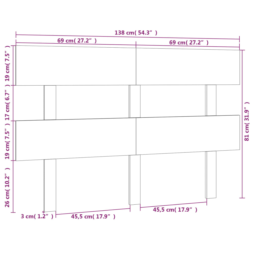 Tête de lit Marron miel 138x3x81 cm Bois massif de pin Têtes et pieds de lit vidaXL   