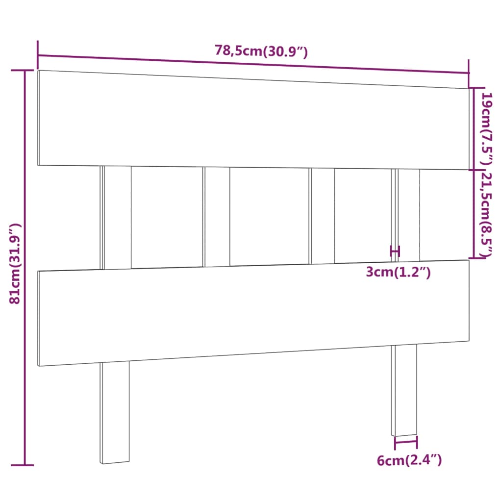 Tête de lit Marron miel 78,5x3x81 cm Bois massif de pin Têtes et pieds de lit vidaXL   