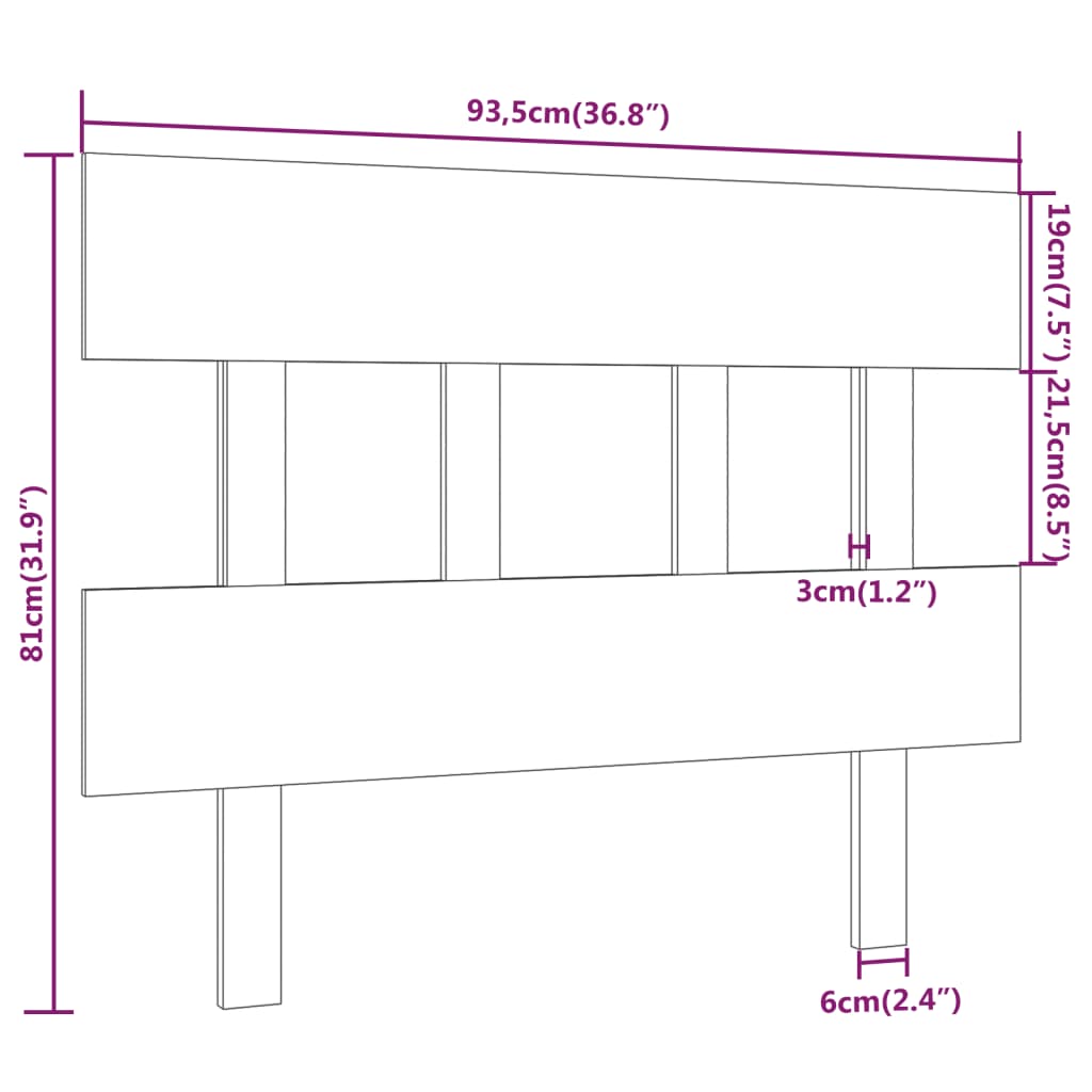 Tête de lit Marron miel 93,5x3x81 cm Bois massif de pin Têtes et pieds de lit vidaXL   