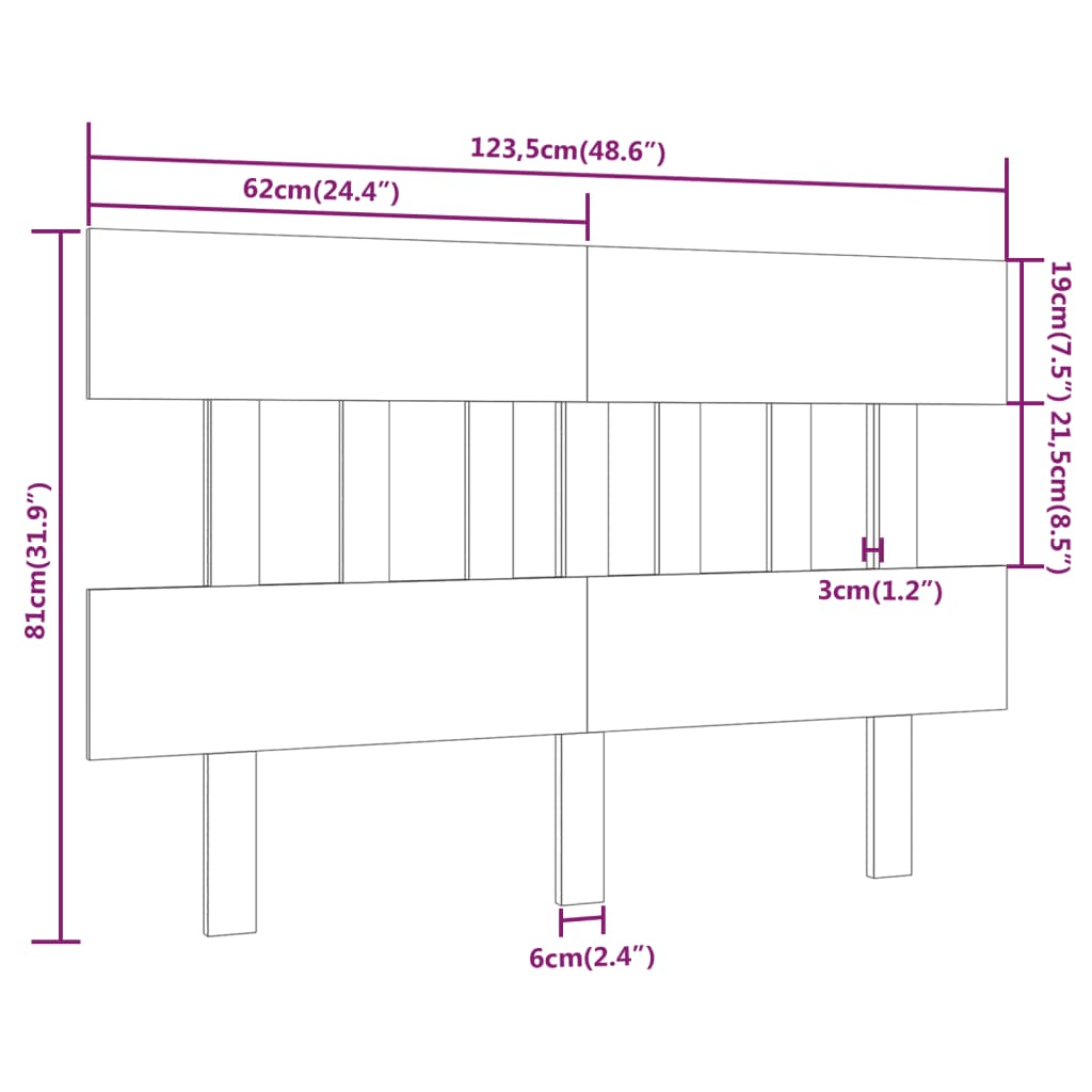 Tête de lit Marron miel 123,5x3x81 cm Bois massif de pin Têtes et pieds de lit vidaXL   