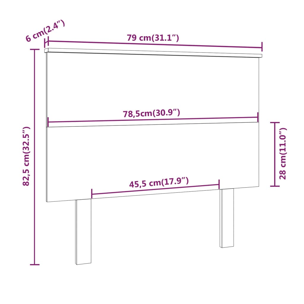 Tête de lit Noir 79x6x82,5 cm Bois massif de pin Têtes et pieds de lit vidaXL   