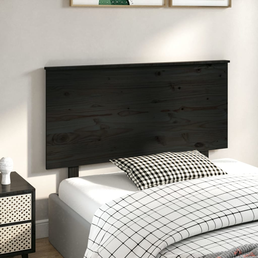 Tête de lit Noir 124x6x82,5 cm Bois massif de pin Têtes et pieds de lit vidaXL   