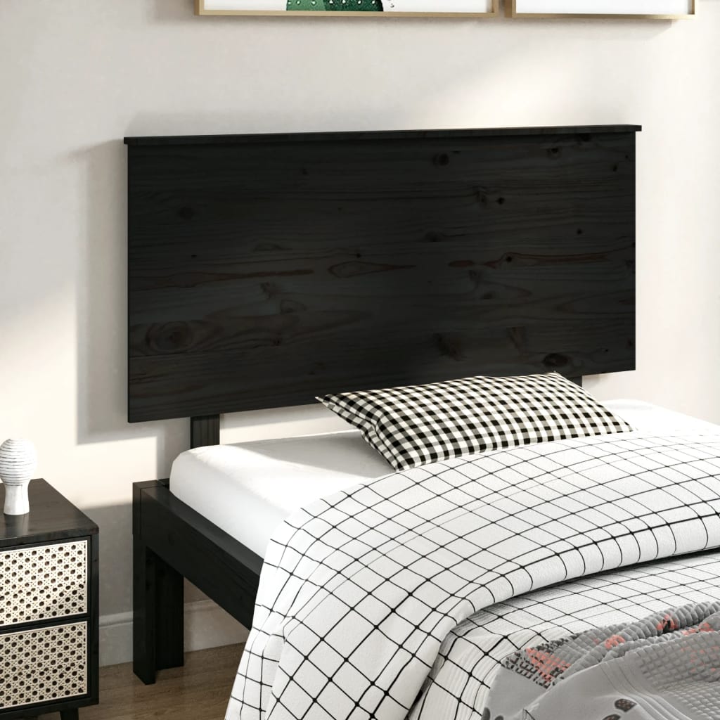 Tête de lit Noir 124x6x82,5 cm Bois massif de pin Têtes et pieds de lit vidaXL   