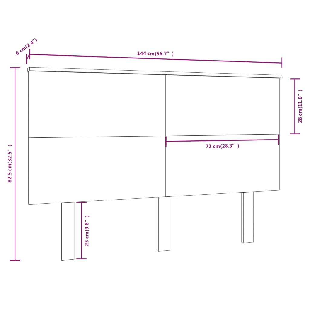 Tête de lit Noir 144x6x82,5 cm Bois massif de pin Têtes et pieds de lit vidaXL   