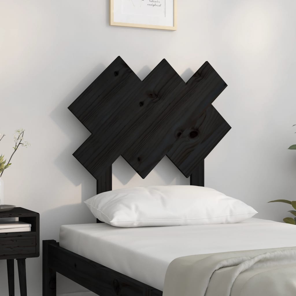 Tête de lit Noir 72,5x3x81 cm Bois massif de pin Têtes et pieds de lit vidaXL   