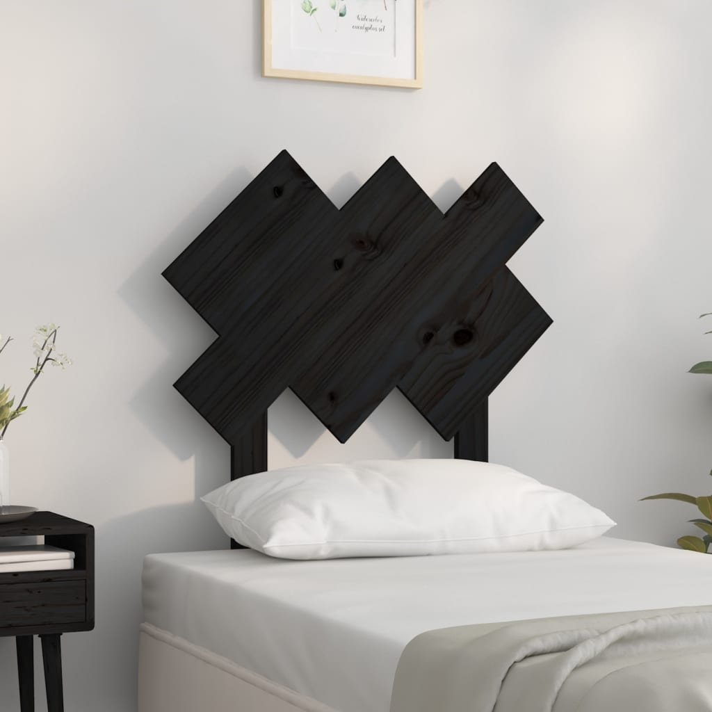 Tête de lit Noir 72,5x3x81 cm Bois massif de pin Têtes et pieds de lit vidaXL   