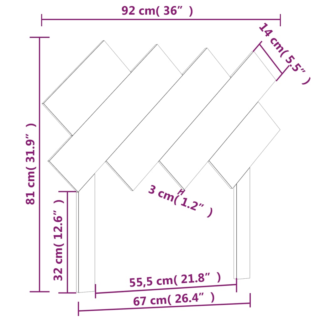 Tête de lit 92x3x81 cm Bois massif de pin Têtes et pieds de lit vidaXL   