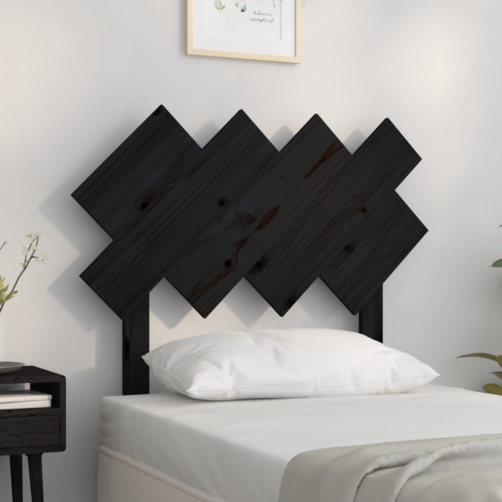 Tête de lit Noir 92x3x81 cm Bois massif de pin Têtes et pieds de lit vidaXL   