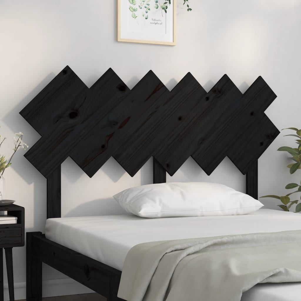 Tête de lit Noir 132x3x81 cm Bois massif de pin Têtes et pieds de lit vidaXL   