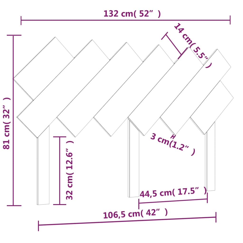 Tête de lit Noir 132x3x81 cm Bois massif de pin Têtes et pieds de lit vidaXL   