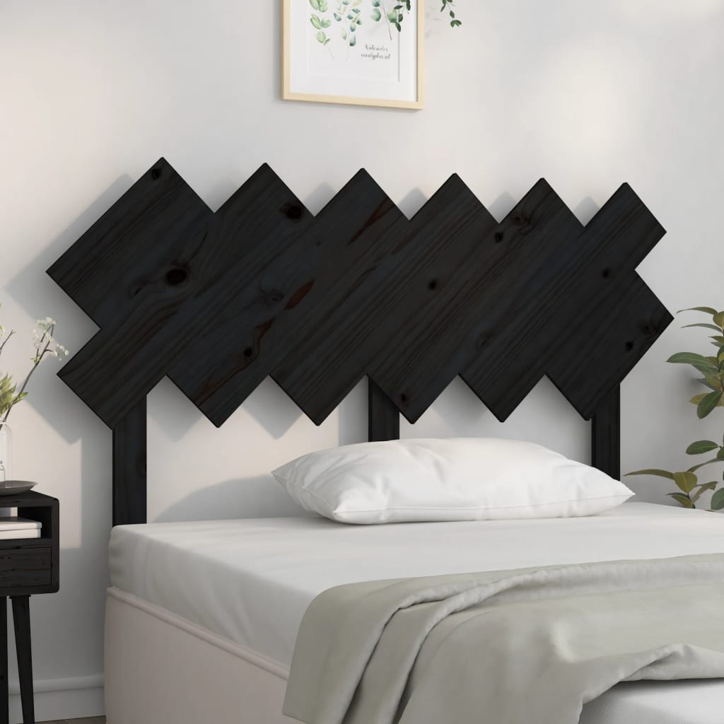 Tête de lit Noir 132x3x81 cm Bois massif de pin Têtes et pieds de lit vidaXL   