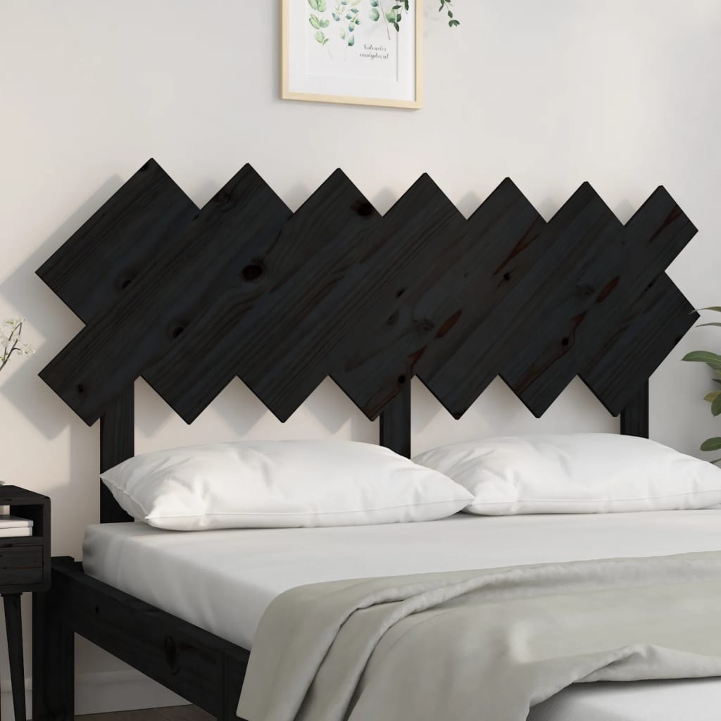 Tête de lit Noir 141x3x80,5 cm Bois massif de pin Têtes et pieds de lit vidaXL   