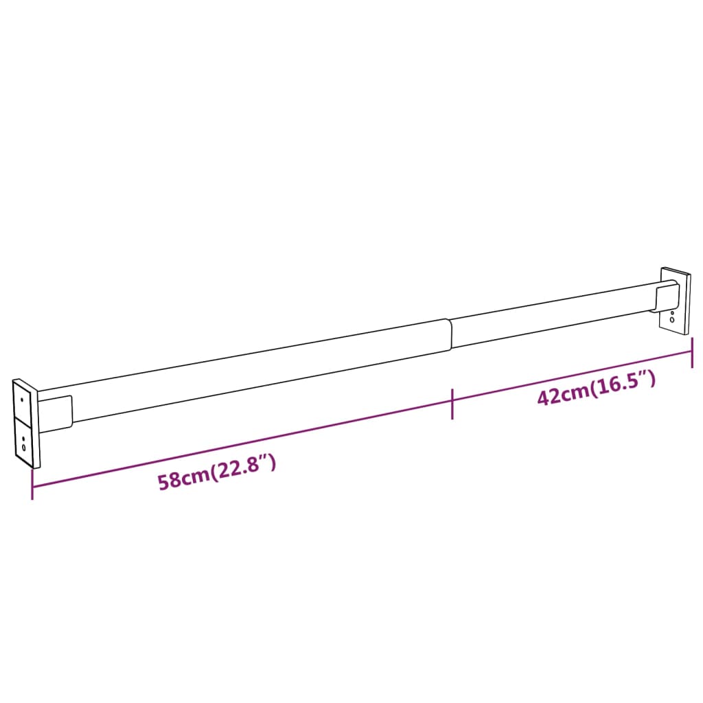 Rails de garde-robe télescopiques 2 pcs Argenté 58-100 cm Organiseurs pour armoires & penderies pour vêtements vidaXL   