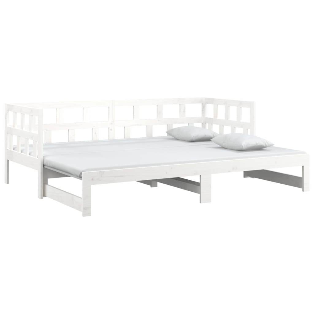 Lit coulissant blanc bois de pin massif 2x(90x200) cm Lits & cadres de lit vidaXL   