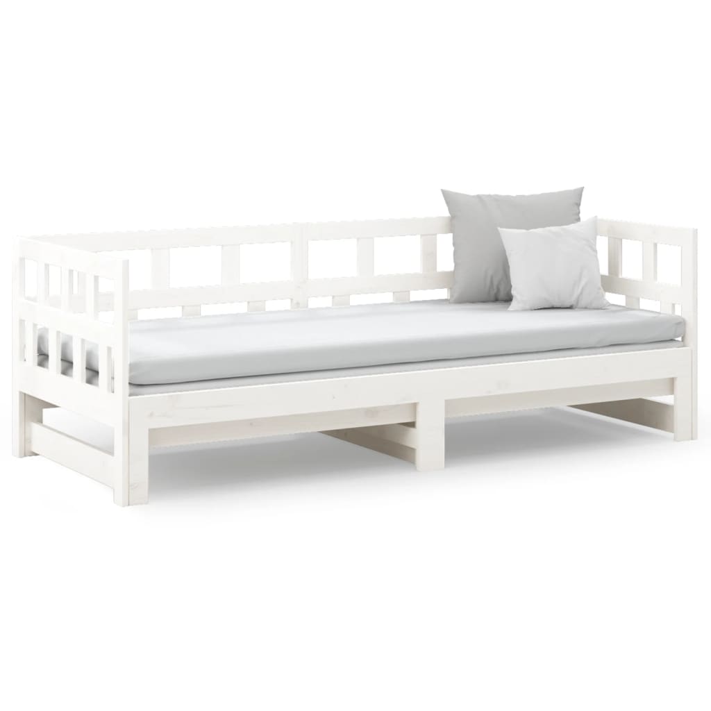 Lit coulissant blanc bois de pin massif 2x(90x200) cm Lits & cadres de lit vidaXL   