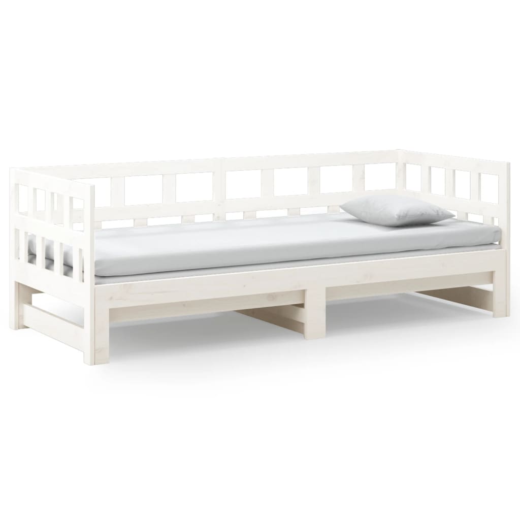 Lit coulissant blanc bois de pin massif 2x(90x200) cm Lits & cadres de lit vidaXL   