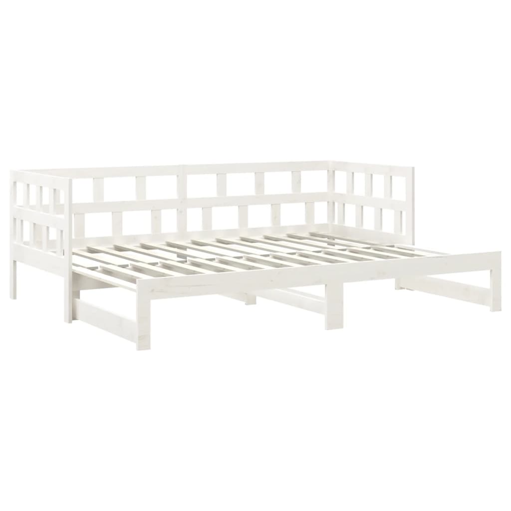 Lit coulissant blanc bois de pin massif 2x(90x200) cm Lits & cadres de lit vidaXL   