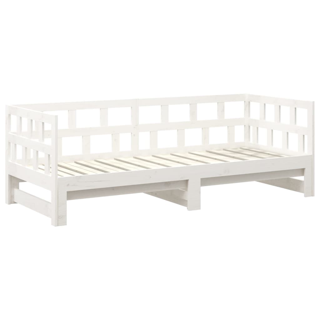 Lit coulissant blanc bois de pin massif 2x(90x200) cm Lits & cadres de lit vidaXL   