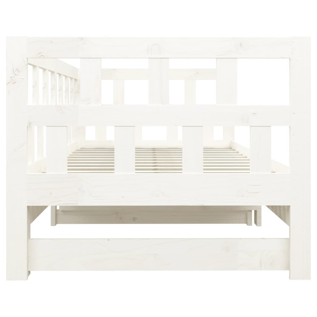 Lit coulissant blanc bois de pin massif 2x(90x200) cm Lits & cadres de lit vidaXL   